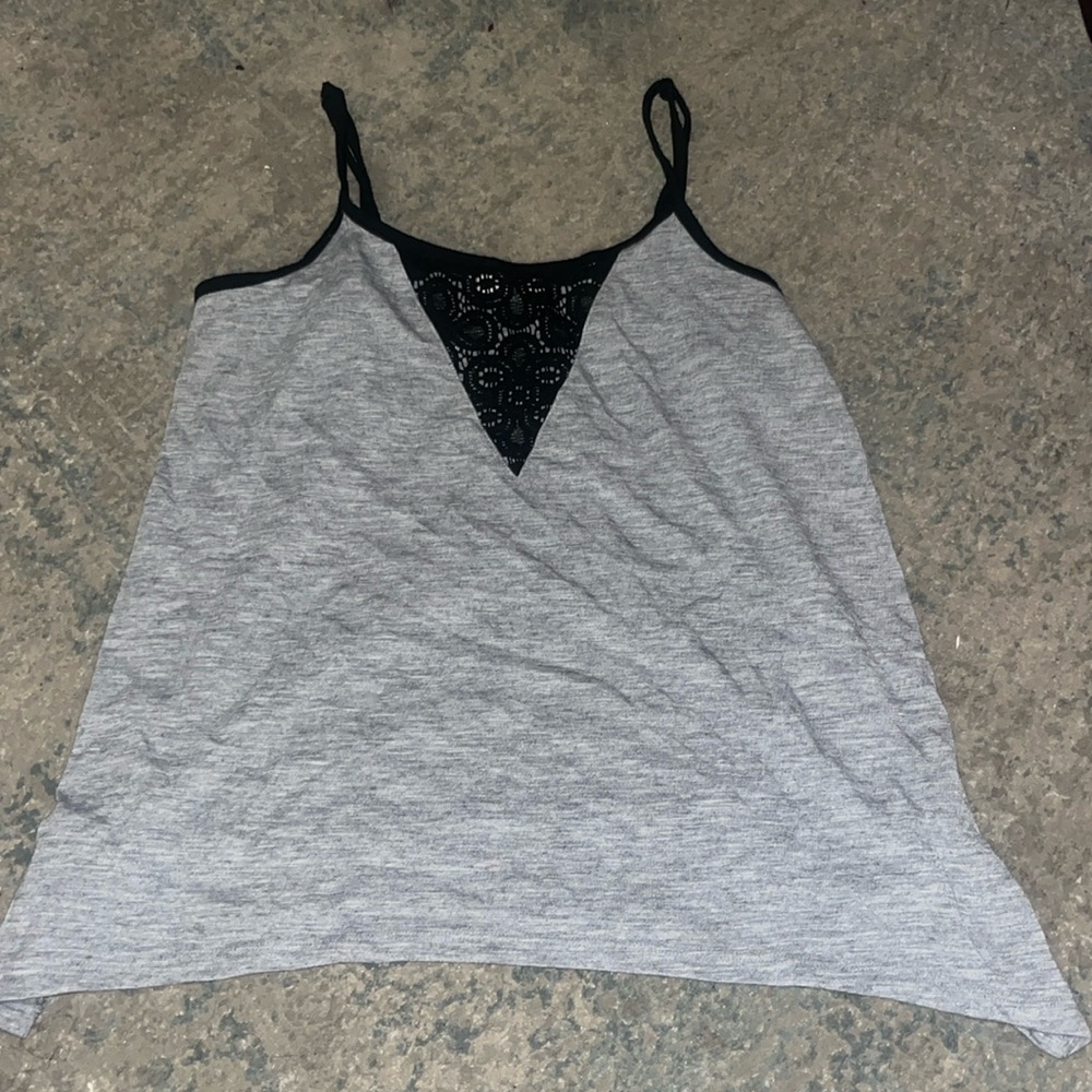 Grey cami with black laced middle